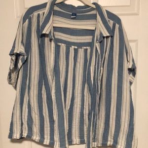 Cropped linen camp shirt